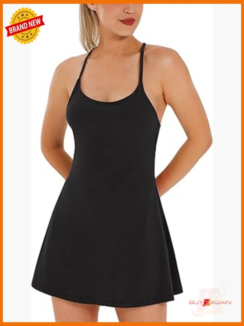 Tennis Dress with Built-In Bra & Shorts Pockets Athletic Summer Dress